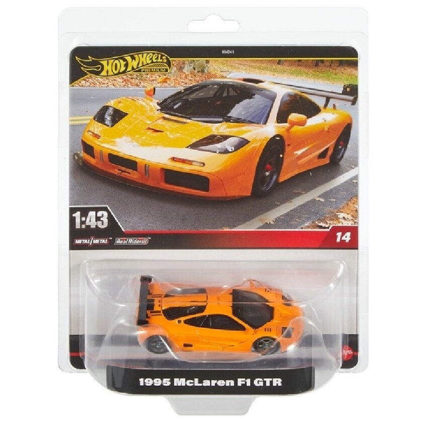 Hot Wheels Premium Modeliukas 1/43 1995 McLaren F1 GTR, orange (yra Sandėlyje)