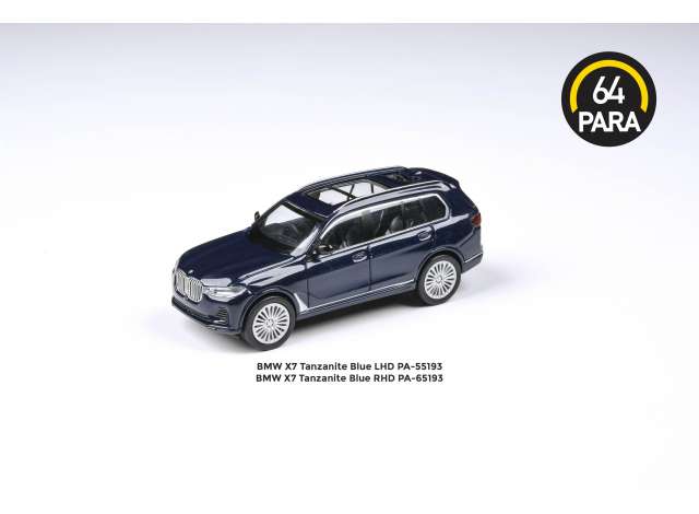 PRE-ORD3R Para64 Modeliukas BMW X7 *Right Hand Drive*, tanzanite blue (cars in a deluxe Acrylic window box)