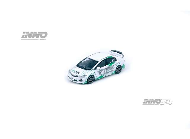 PRE-ORD3R Inno64 Modeliukas Honda Civic FD2 Type R *TEIN*, white/green