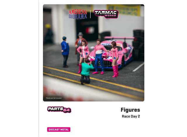PRE-ORD3R Tarmac Modeliukas 1/64 Race Day 2 *Figures*, pink/blue