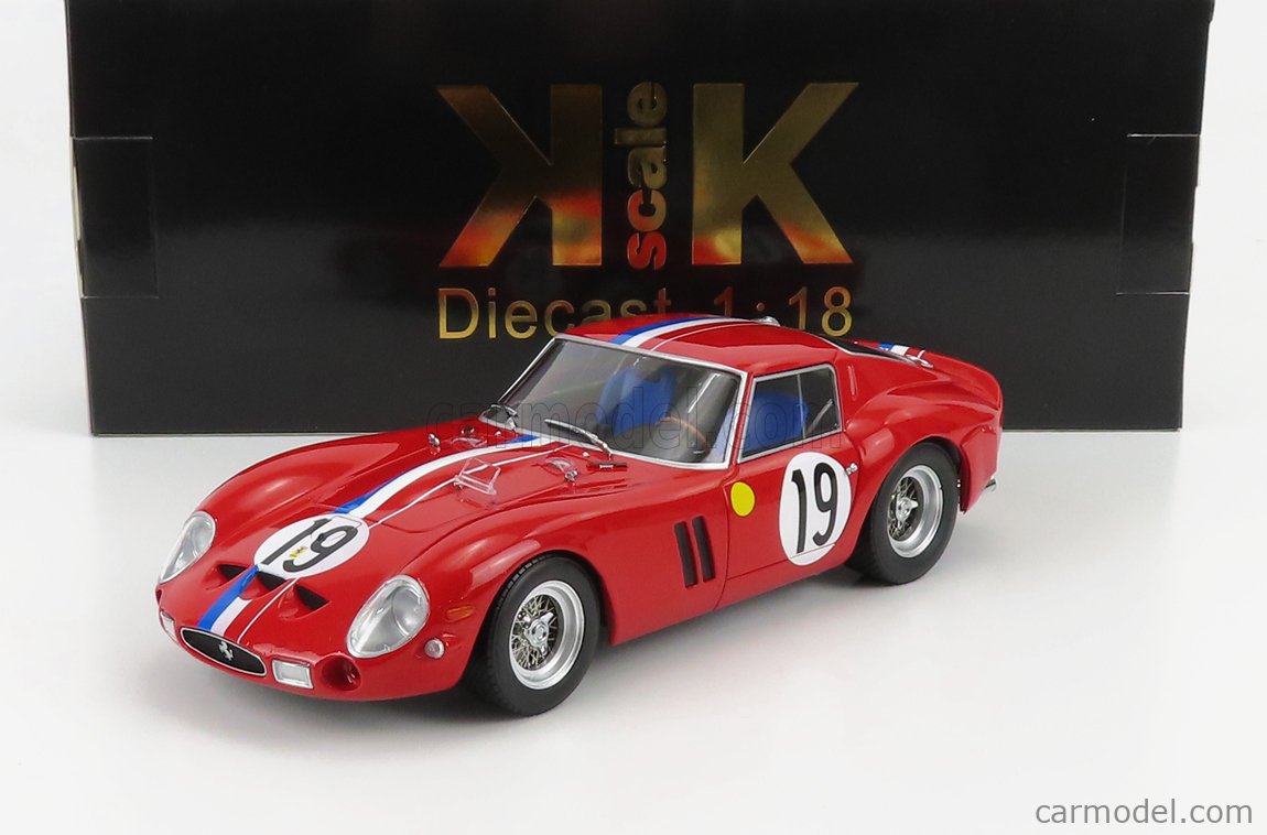 PRE-ORD3R KK Scale Modeliukas 1/18 1962 Ferrari 250 GTO #19 2nd 24h Le Mans, red