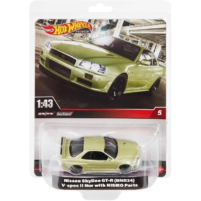 Hot Wheels Premium Modeliukas 1/43 Nissan Skyline GT-R (BNR34) V-Spec II Nur with NISMO Parts (yra Sandėlyje)