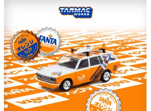 PRE-ORD3R Tarmac Modeliukas 1/64 Datsun Bluebird 510 Wagon *FANTA*, orange/white