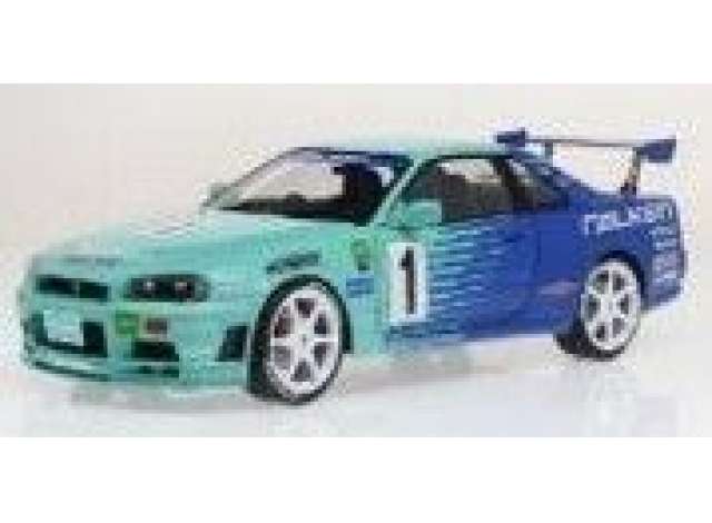 PRE-ORD3R Solido Modeliukas 1999 #1 Nissan E34 GTR Skyline Falken Drift Livery, blue/light green
