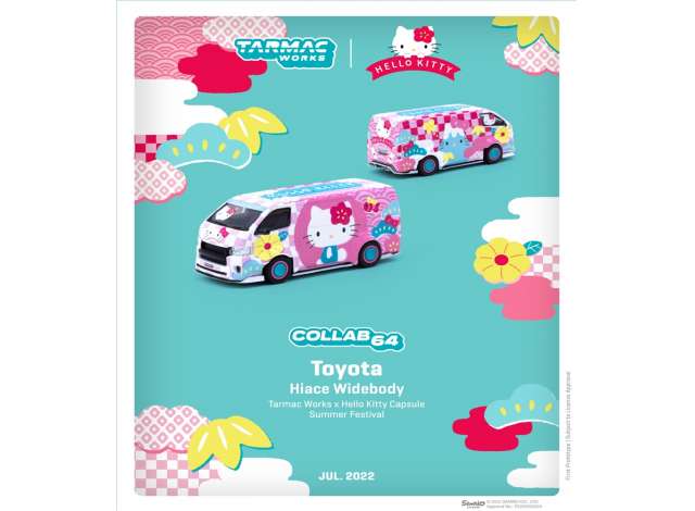 Tarmac Modeliukas 1/64 Toyota Hiace Widebody *Hello Kitty Capsule*, pink/white/flowers