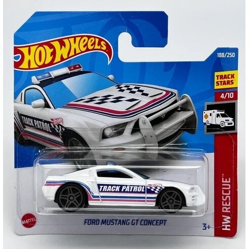 Hot Wheels Mainline Modeliukas Ford Mustang GT Concept white Track Patrol (yra Sandėlyje)