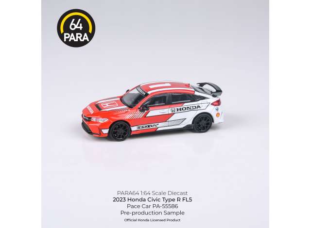 PRE-ORD3R Para64 Modeliukas 1/64 2023 Honda Civic Type R FL5 Indycar Pacecar, red/white Left hand drive (cars in a deluxe Acrylic window box)