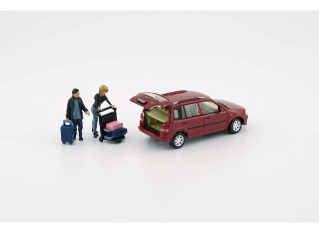 PRE-ORD3R BM Creations Modeliukas Mazda 1994 Demio, red with some figures