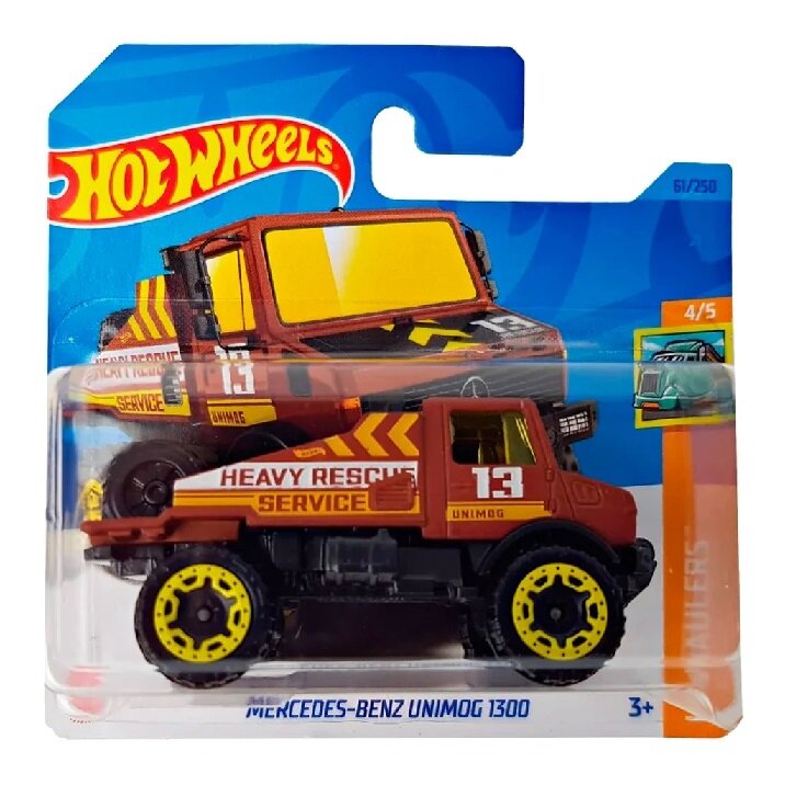 Hot Wheels Mainline Modeliukas Mercedes Benz Unimog 1300 Brown Heavy Resque Service (yra Sandėlyje)