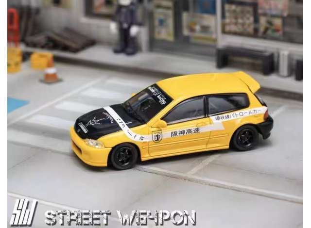 PRE-ORD3R Street Weapon Modeliukas 1/64 Honda Civic EG6 osaka line, yellow/black