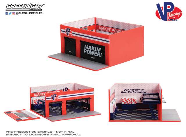PRE-ORD3R GreenLight Dioramos Maketas Weekend Workshop VP Racing Fuels Garage *Mechanic's Corner Series 10*