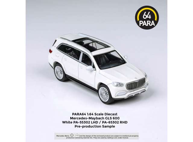 PRE-ORD3R Para64 Modeliukas 2020 Mercedes Maybach GLS *Left Hand Drive*, white (cars in a deluxe Acrylic window box)
