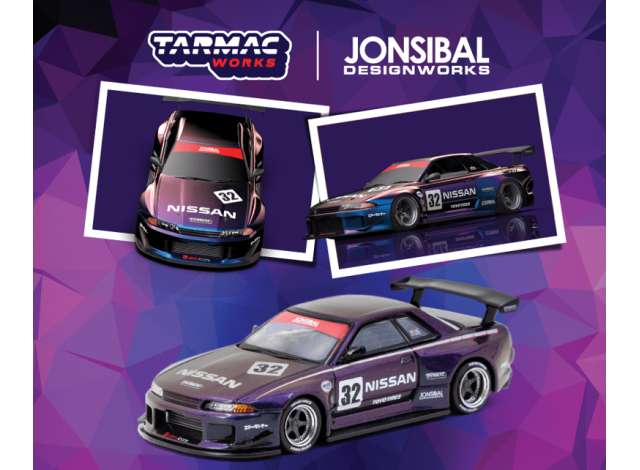 PRE-ORD3R Tarmac Modeliukas 1/64 Nissan Skyline (R32) Widebody, midnight purple