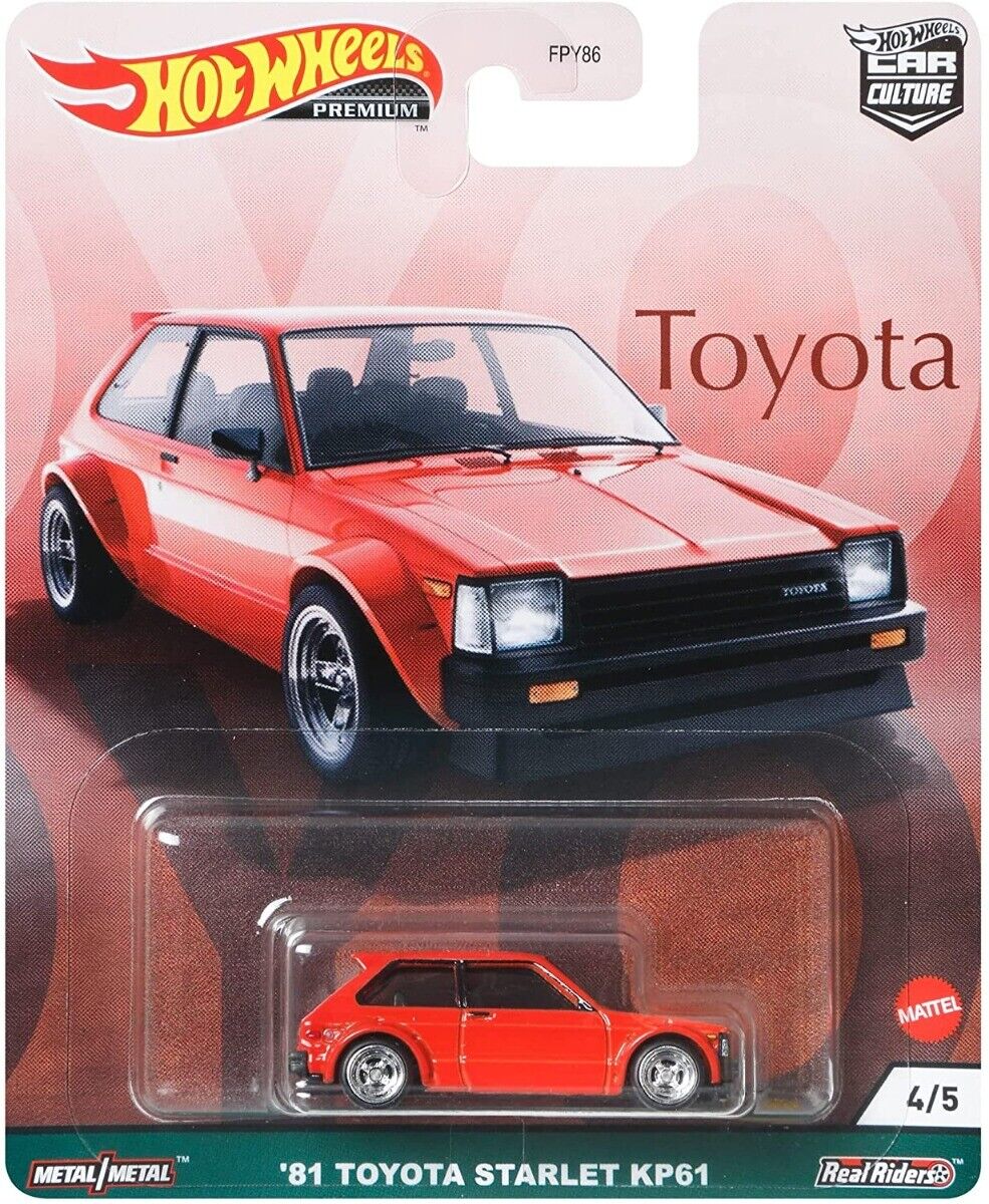 Hot Wheels Premium Modeliukas 1981 Toyota Starlet KP61, red