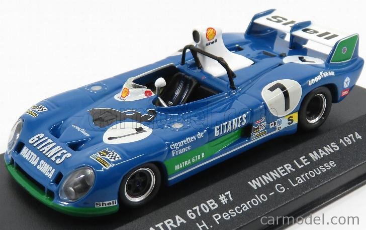 PRE-ORD3R IXO Models Modeliukas Matra Simca MS670B #7 winner Le Mans 1974 H.Pescarolo/G.Larrousse