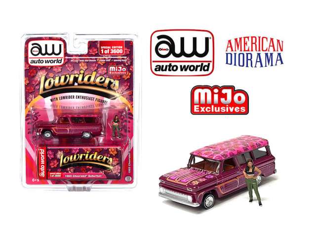 PRE-ORD3R Auto World Modeliukas 1965 Chevrolet Suburban lowrider with figure