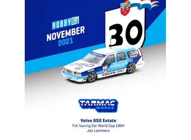 PRE-ORD3R Tarmac Modeliukas 1994 Volvo 850 Estate #30 Jan Lammers FIA Touring Car World Cup, blue/white