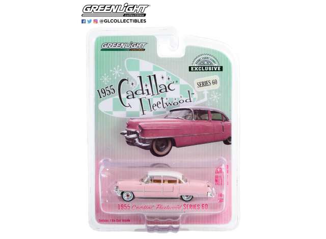 PRE-ORD3R GreenLight Modeliukas 1955 Cadillac Fleetwood Series 60, pink with white roof