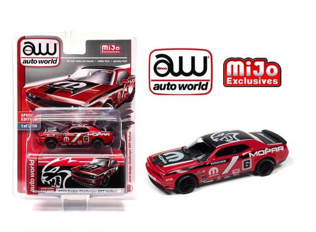 PRE-ORD3R Auto World Modeliukas 2019 Dodge Challenger SRT Hellcat #6 *Mopar*, red/black
