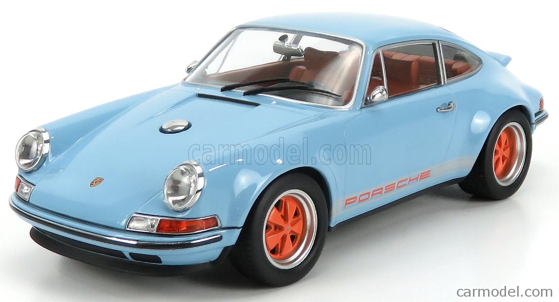 PRE-ORD3R KK Scale Modeliukas 1/18 Singer Porsche 911 coupe, light blue/orange