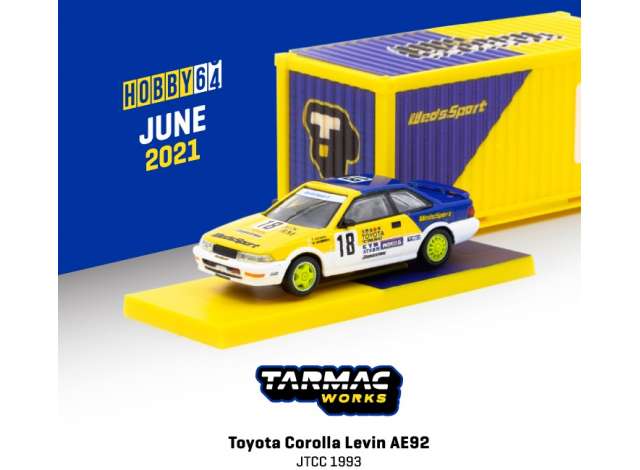 PRE-ORD3R Tarmac Modeliukas 1/64 Toyota Corolla Levin AE92, yellow/blue