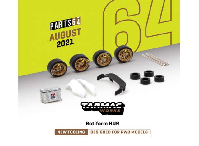 PRE-ORD3R Tarmac Modeliukas 1/64 Rotiform HUR Designed for RWB Models, gold