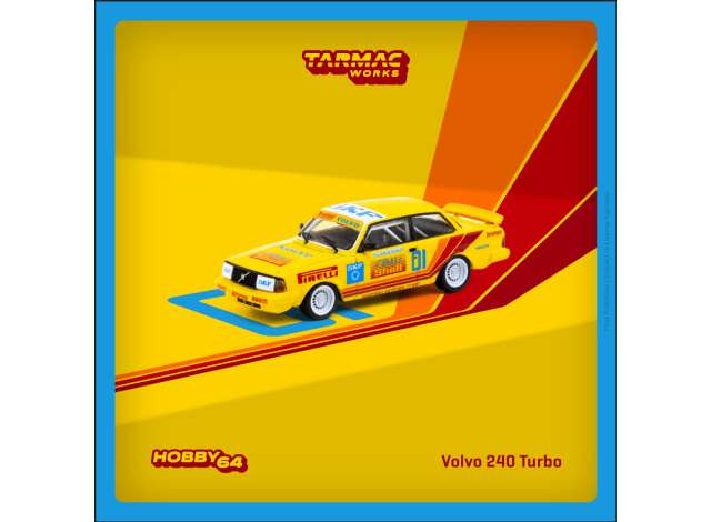 Tarmac Modeliukas 1/64 Volvo 240 Turbo, Per-Gunnar Andersson Thai Group A Championship Bira Circuit Pattaya Winner 1988, yellow/red