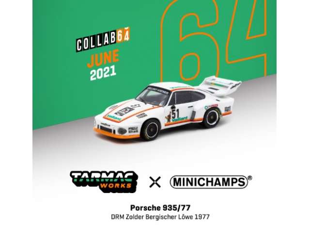 PRE-ORD3R Tarmac Modeliukas 1/64 Porsche 935/77 #51 DRM Zolder Bergischer Lowe 1977, white/orange