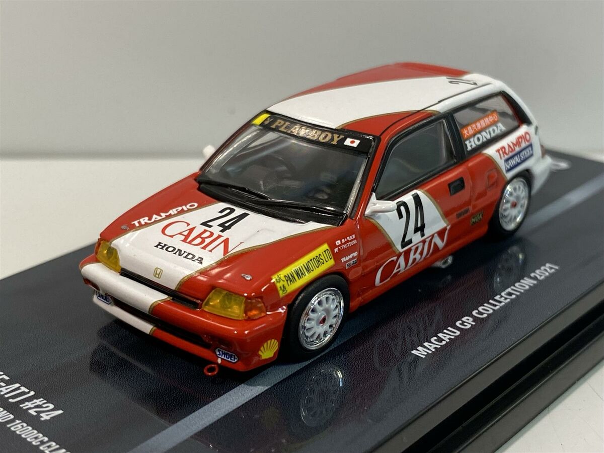 PRE-ORD3R Inno64 Modeliukas 1988 Honda Civic Si E-AT *Cabin* #24 Tomohiko Tsutsumi 2nd 1600cc Class Macau Guia Race, red/white