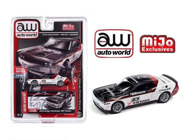 PRE-ORD3R Auto World Modeliukas 2019 Dodge Challenger SRT Hellcat #23 *Yokohama*, white/black