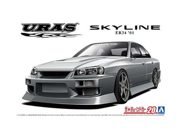 PRE-ORD3R Aoshima Modeliukas 2001 Nissan URAS ER34 SKYLINE TYPE-R, plastic modelkit