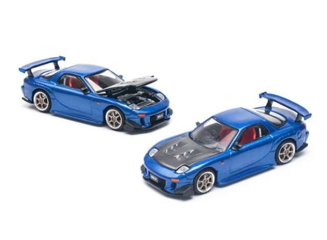 Pop Race Modeliukas 1/64 Mazda RX-7 (FD3S) Re-Amemiya Widebody, metallic blue (yra Sandėlyje)