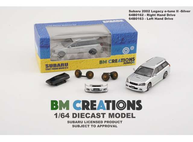 PRE-ORD3R BM Creations Modeliukas Subaru 2002 Legacy e-tune II left hand drive, silver with extra parts so you can make 2 different versions