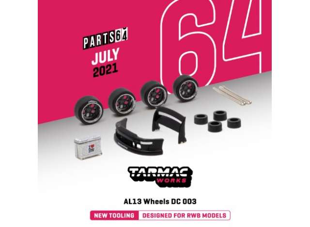 PRE-ORD3R Tarmac Modeliukas 1/64 AL13 Wheels DC 003 Designed for RWB ModelsChrome / Gun metal Package i