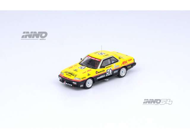 PRE-ORD3R Inno64 Modeliukas 1/64 1987 Nissan Skyline 2000 Turbo RS-X (DR30) #50 Hasemi Motorsport Dunlop, yellow/red/black