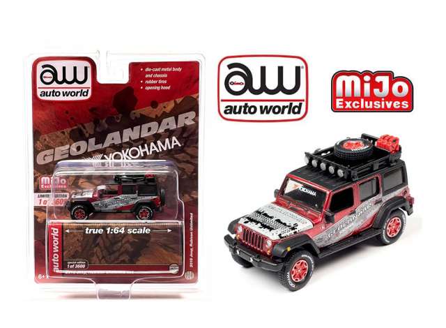 PRE-ORD3R Auto World Modeliukas 2018 Jeep Rubicon Unlimited *Geolandar Yokohama*, silver/red