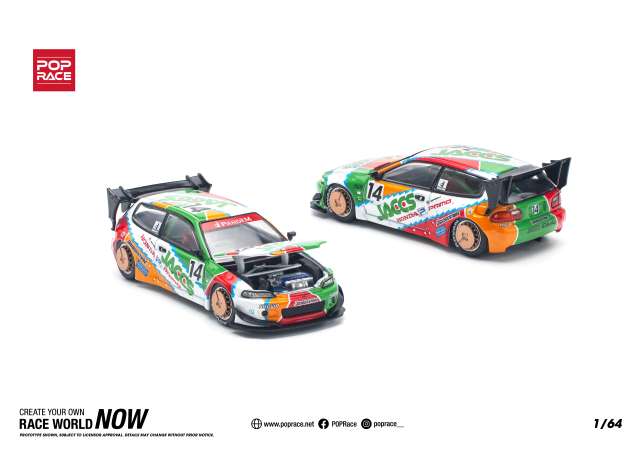 PRE-ORD3R Pop Race Modeliukas 1/64 Pandem Civic EG6 v1.5 *JACCS*, various