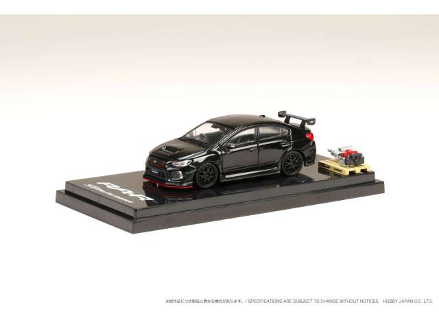 PRE-ORD3R Hobby Japan Modeliukas 2018 Subaru WRX STi RA-R Full option With EJ20 Balanced Boxter Engine Display Model, crystal black silica