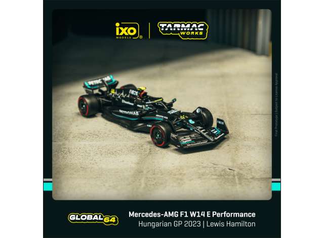 PRE-ORD3R Tarmac Modeliukas 1/64 Mercedes-AMG F1 W14 E Performance #44 Lewis Hamilton, Hungarian Grand Prix 2023 Pole Position, black/blue