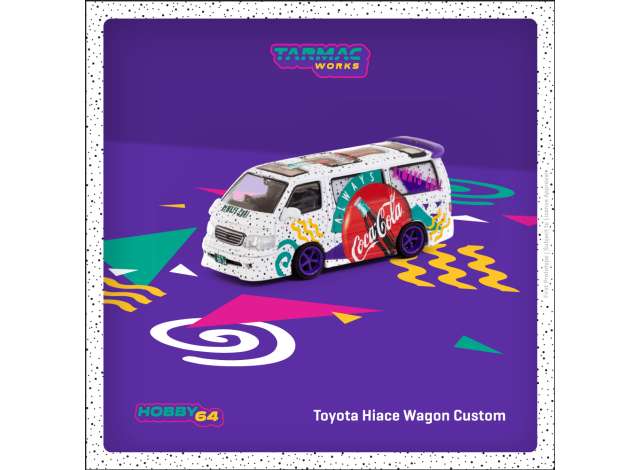 PRE-ORD3R Tarmac Modeliukas 1/64 Toyota Hiace Wagon Custom *Coca-Cola* Delivery Van, various