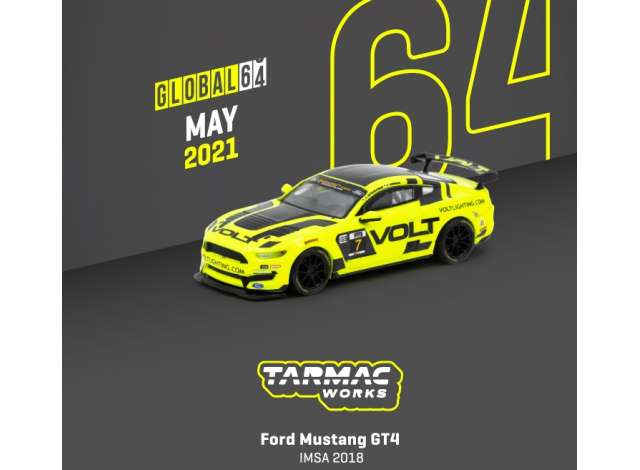 PRE-ORD3R Tarmac Modeliukas 1/64 Ford Mustang GT4 *IMSA2018*, yellow/black