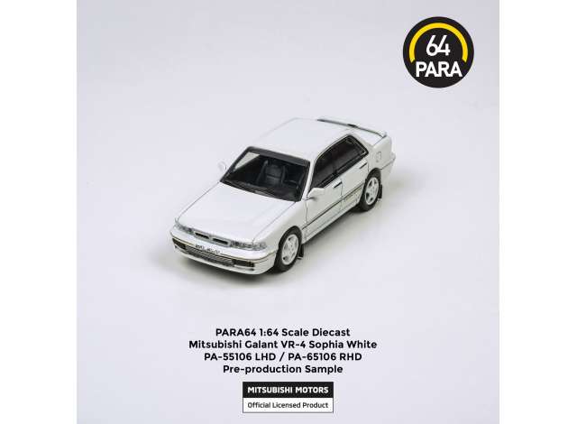 PRE-ORD3R Para64 Modeliukas Mitsubishi Galant VR-4 *Left Hand Drive*, sophia white (cars in a deluxe Acrylic window box)