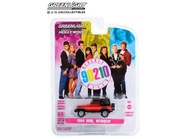 PRE-ORD3R GreenLight Modeliukas 1994 Jeep Wrangler (Beverly Hills, 90210 1990-2000 TV Series) *Hollywood Series 37*, red