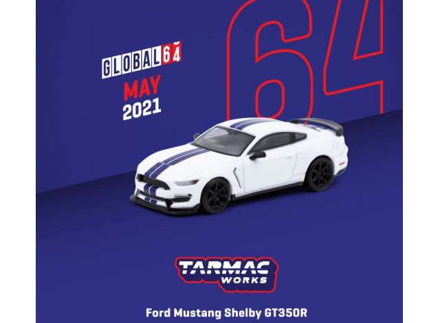 PRE-ORD3R Tarmac Modeliukas 1/64 Ford Mustang Shelby GT350R, white
