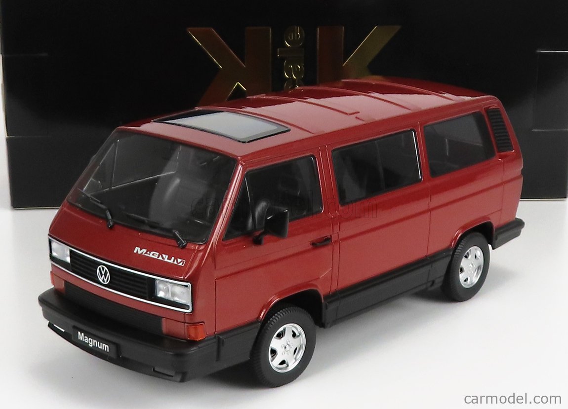 KK Scale Modeliukas 1/18 1987 Volkswagen T3 Bus Multivan, red metallic
