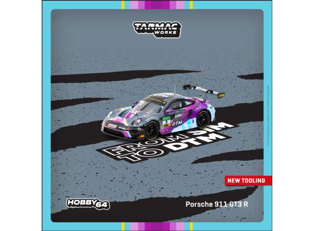 Tarmac Modeliukas 1/64 Porsche 911 GT3 R, Tim Heinemann DTM 2023, black/purple