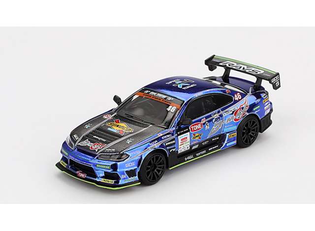 PRE-ORD3R Mini GT Modeliukas 1/64 2023 Nissan Silvia S15 #46 Naoki Nakamura, D-MAX Racing D1 Grand Prix, blue