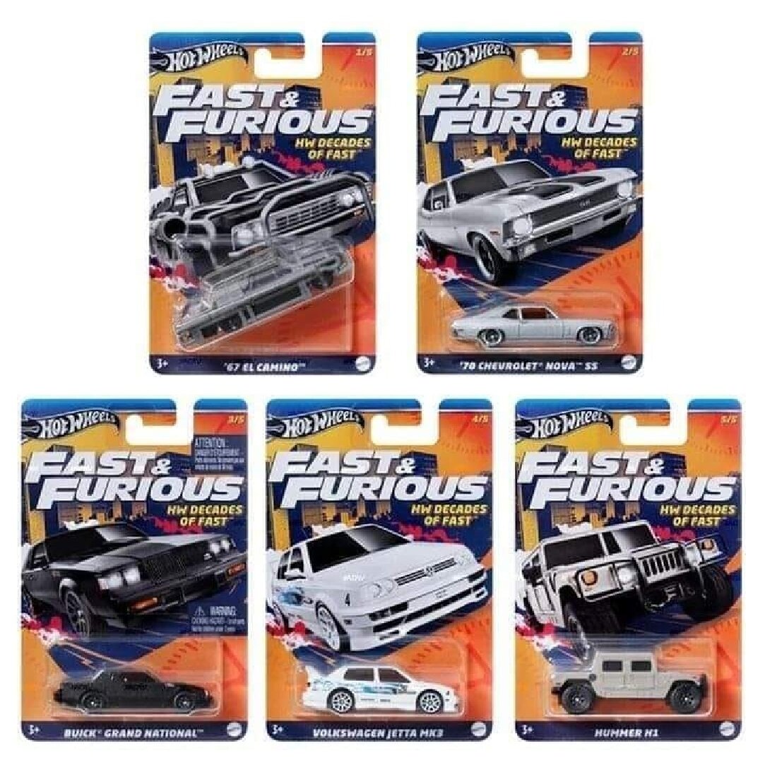 Hot Wheels Fast Furious Modeliukų rinkinys, 5 vnt.