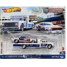 Hot Wheels Premium Team Transport Modeliukas Retro Rig & 1972 Plymouth Cuda Drag racer *Hotwheels*