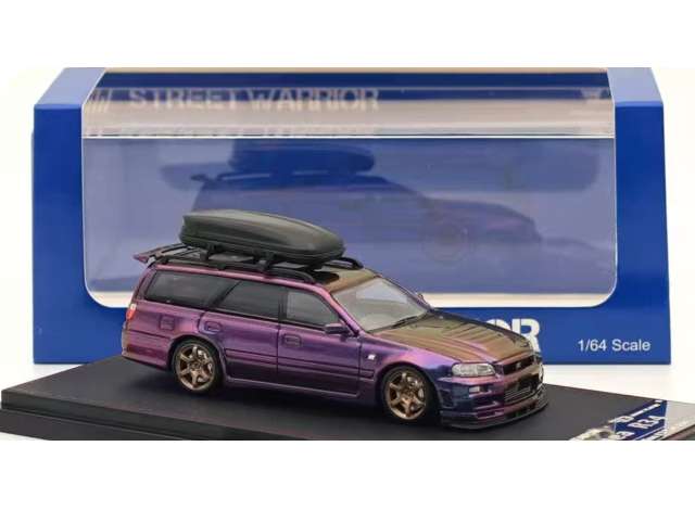 PRE-ORD3R Street Weapon Modeliukas 1/64 Nissan R34 wagon chameleon, purple